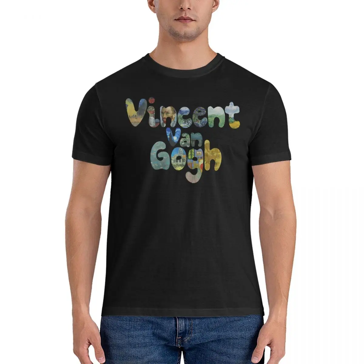 Collection Men T Shirts Vincent Van Gogh Funny Tees Short Sleeve Round Neck T-Shirt 100% Cotton Gift Idea Clothing