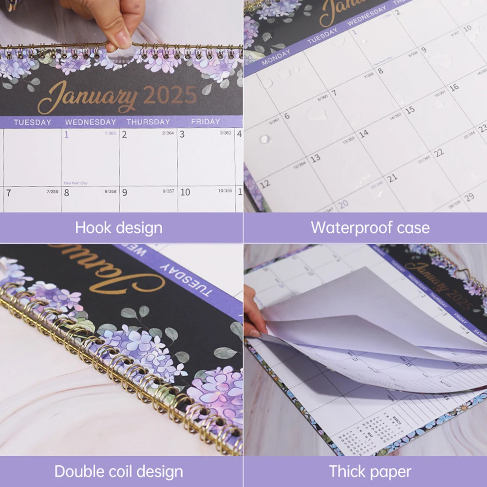 2025 Wall Calendar 12Months Hanging Calendar with Large Writing Blocks Suitable for Daily Monthly Daily Planner To Do List