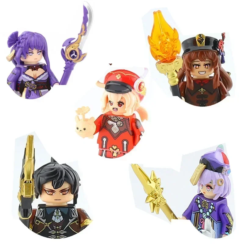 Genshin Impact Game Genshin klee Hu Tao Raiden Shogun Zhongli Qiqi  building blocks  toys  mini building block Popular games