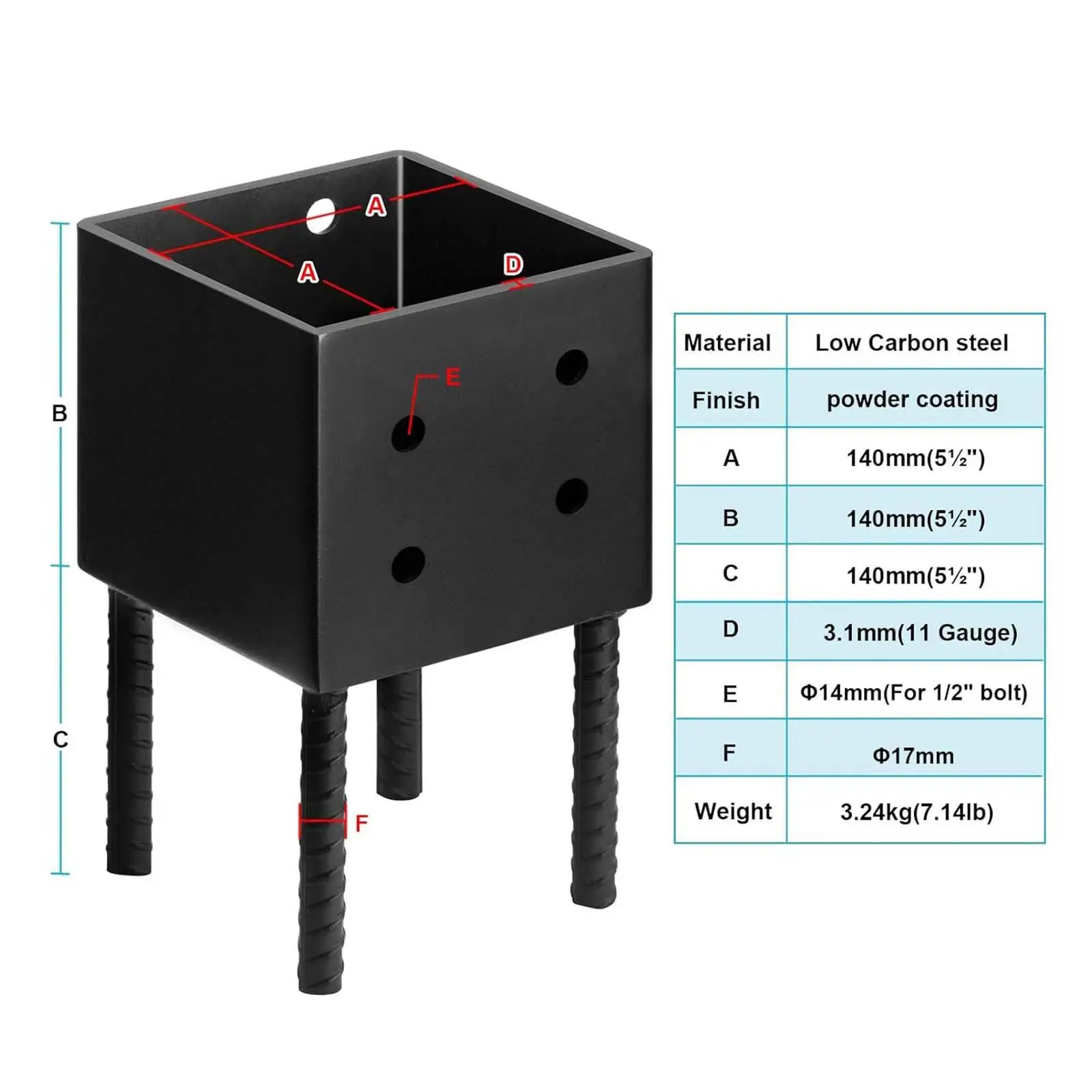 حامل عمود سياج عالي التحمل لقاعدة البريد لشرفة أكشاك خشبية لسطح الخرسانة #6