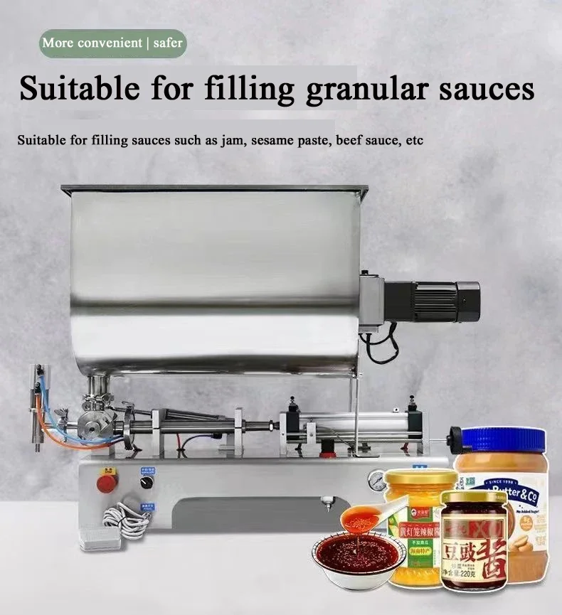 Máquina llenadora semiautomática de pistón PBOBP, máquina llenadora de pasta de ketchup/mayonnaise/mermelada/salsa de chile/máquina llenadora de miel