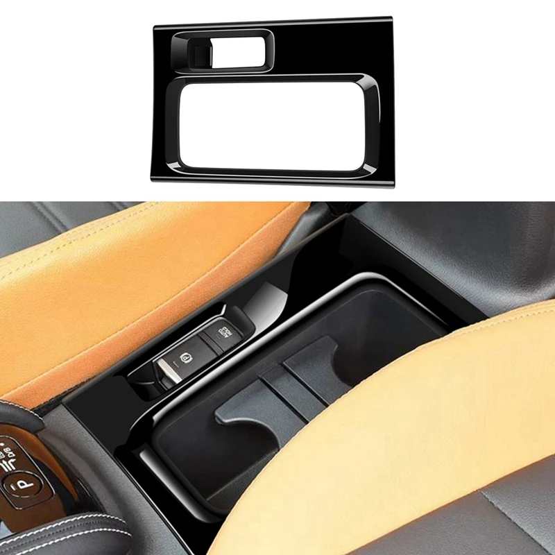 Car Center Console Water Cup Holder Decoration Cover Trim Stickers For Nissan KICKS E-Power 2021-2023 RHD Bright Black