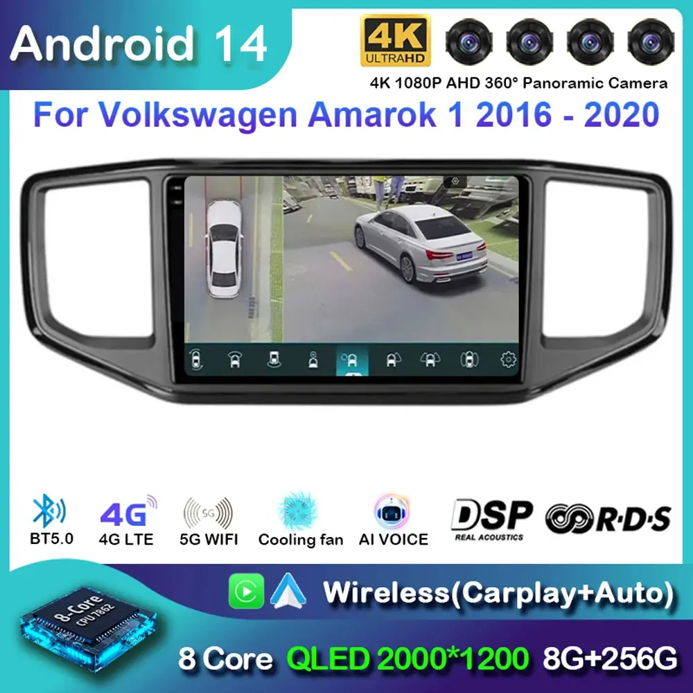 

Android 14 для Volkswagen Amarok 1 2016 - 2020 навигация GPS Беспроводная Автомагнитола Carplay мультимедиа 4G Wifi NO 2DIN