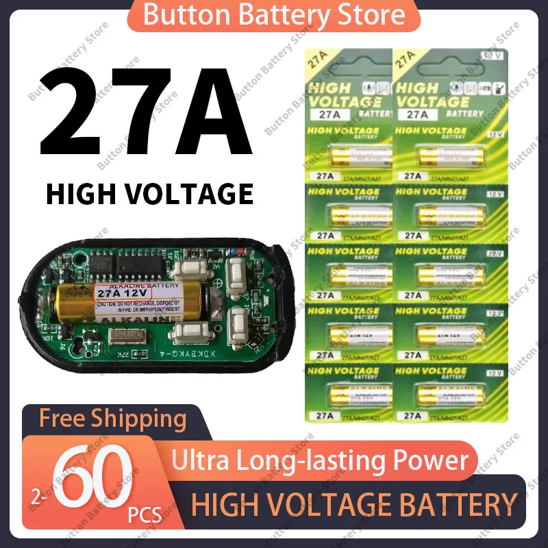 Batterie alcaline 12V 27A A27/27AE/27MN/A2/L828/K27A | Capacité élevée | Pack de 5 à 60 pièces | Idéal pour télécommande, sonnette, manette de jeu, jouets