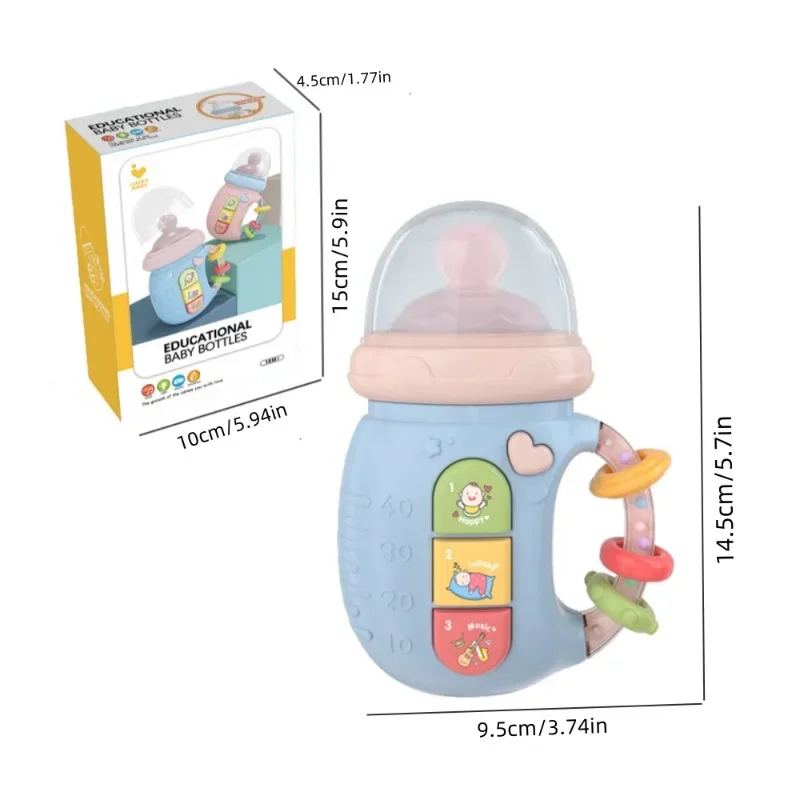 Cute Baby Bottle Light Up Music Toys for 18M+, Bottle Shape Teething Toys, Early Learning Educational Infant Toys for Baby
