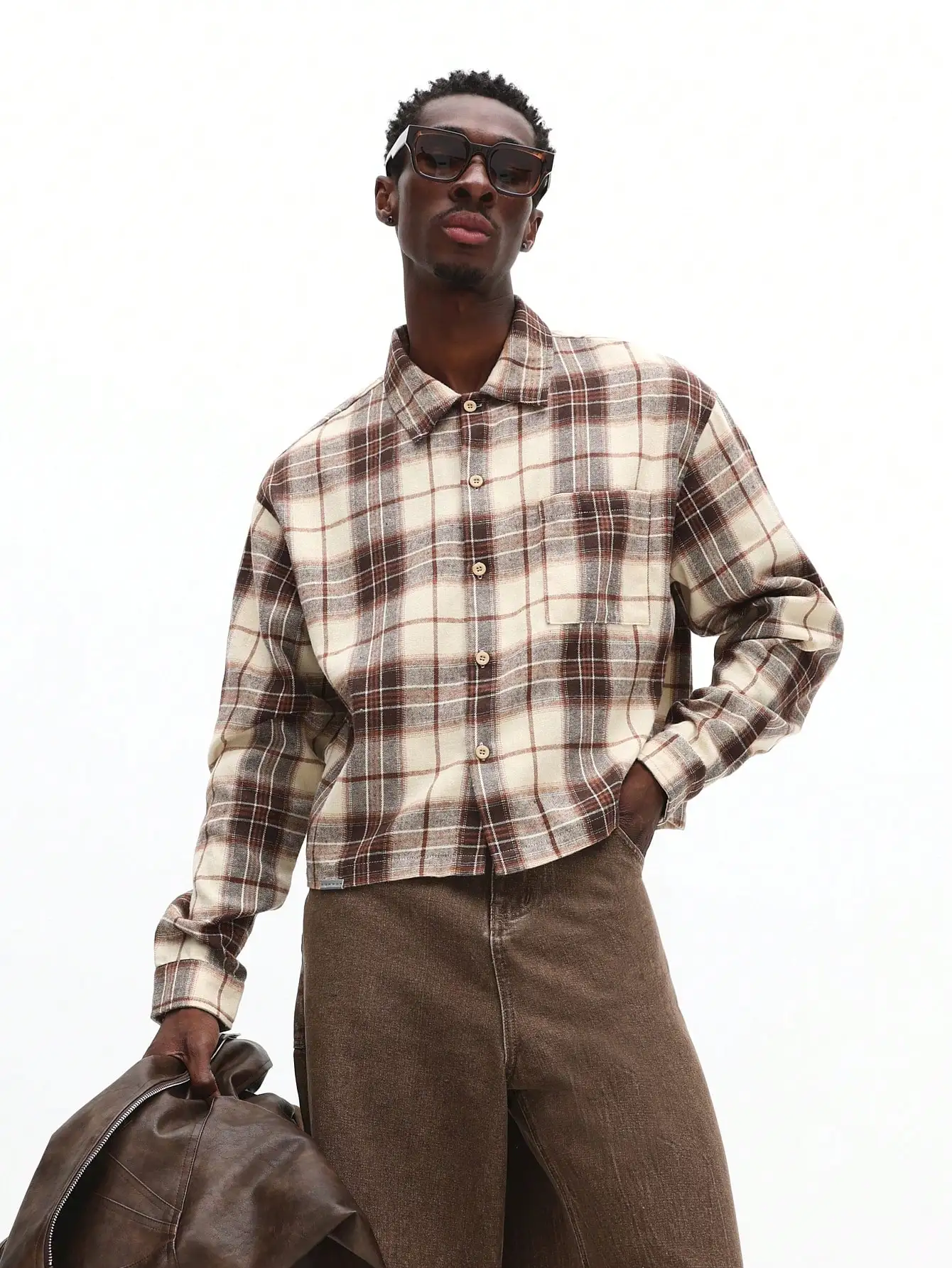 

Мужская легкая рубашка в клетку на пуговицах, повседневная рубашка с длинным рукавом для осени и зимы