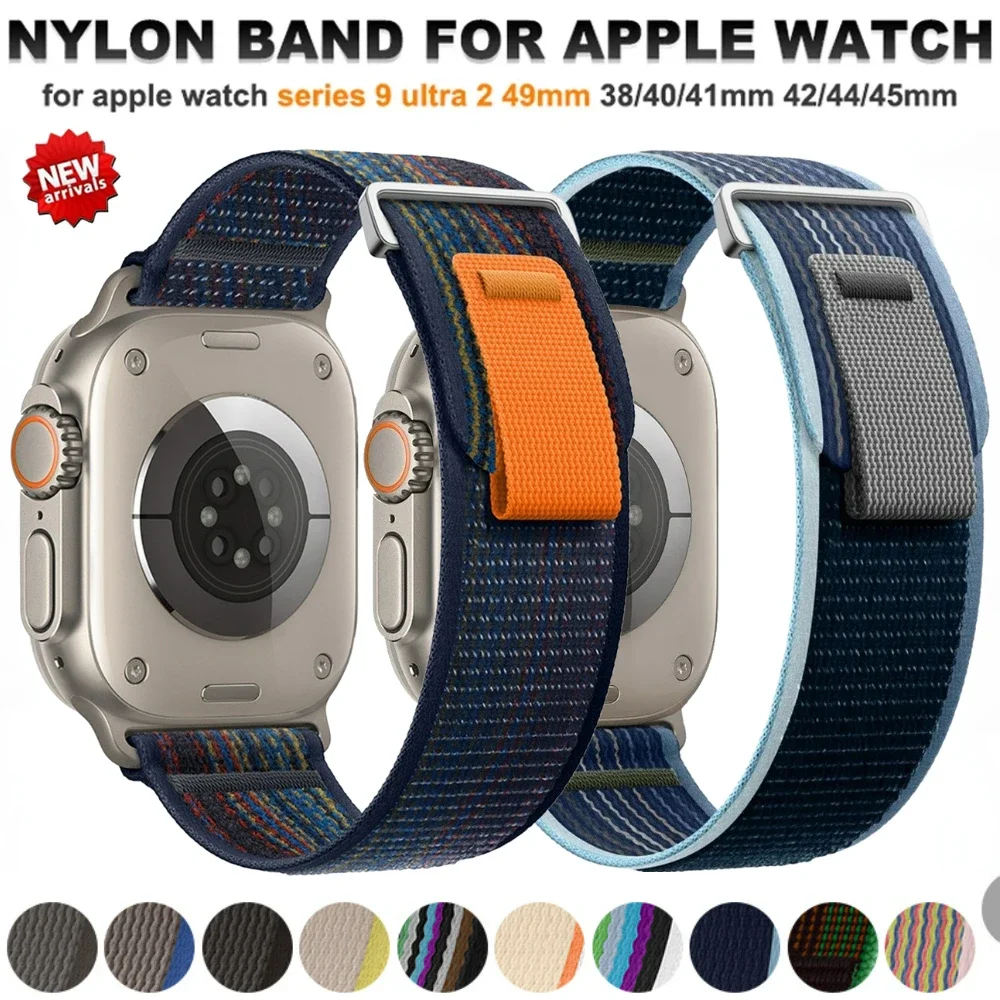 

Nylon Loop Strap for Apple Watch Band 46mm 42mm 44mm 40mm 45mm 41mm Ultra 49mm Breathable Bracelet iWatch Series 10 9 8 7 6 5 SE