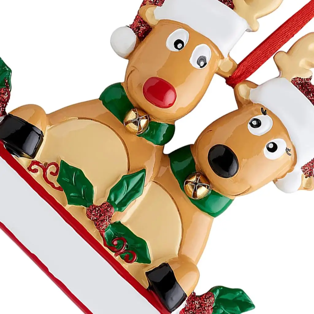 2xChristmas Tree Ornaments Elk Deer Family Pendant Holiday Decor 2 Reindeers