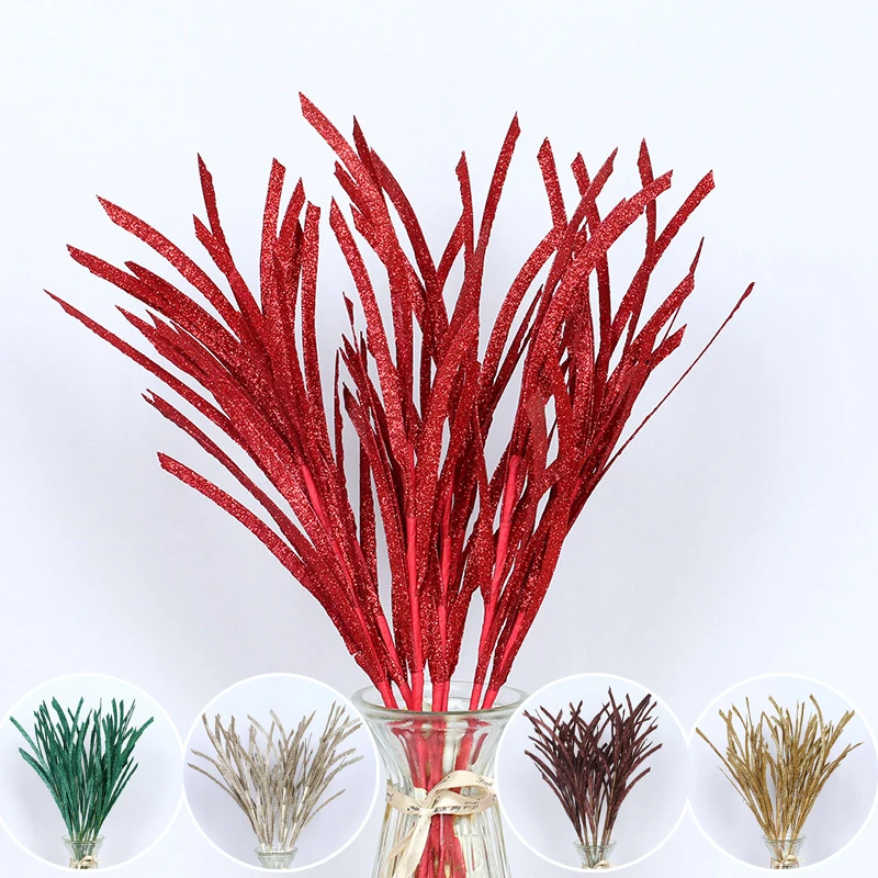 

20/50pcs Wholesale Multicolored Leaves Imitation Plants Gold Silver Red Green Burgundy INS Home Decoration Artificial Flowers