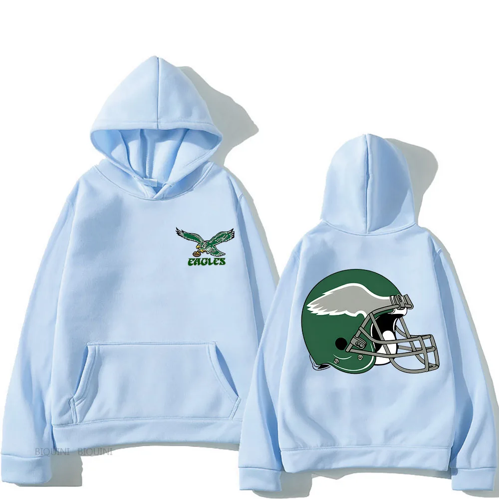 Philadelphia Eagles Hooded สําหรับฤดูใบไม้ร่วง/ฤดูหนาวแฟชั่น Casual Sweatshirt แขนยาวขนแกะเสื้อผ้า Sudaderas Vintage Pullovers