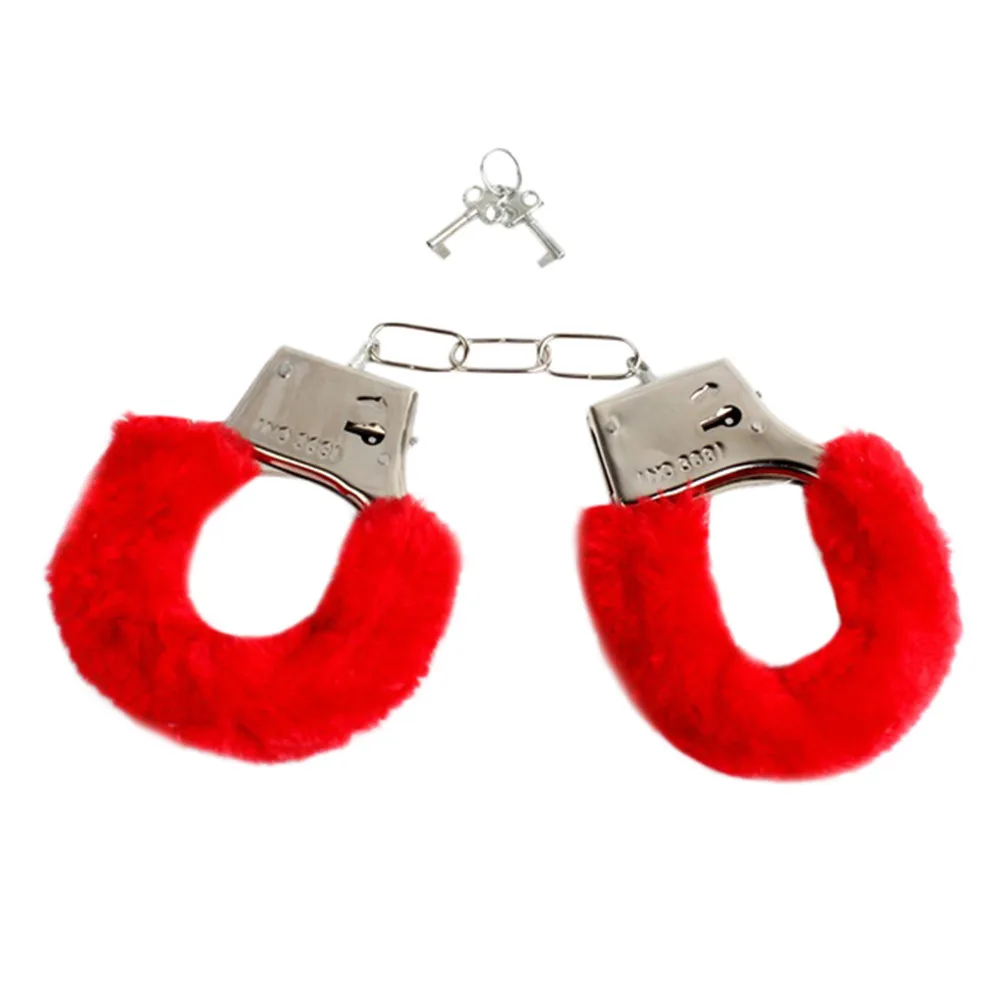 Adult Games SM Furry Soft Metal Handcuffs Chastity Toys For Couple Party Game