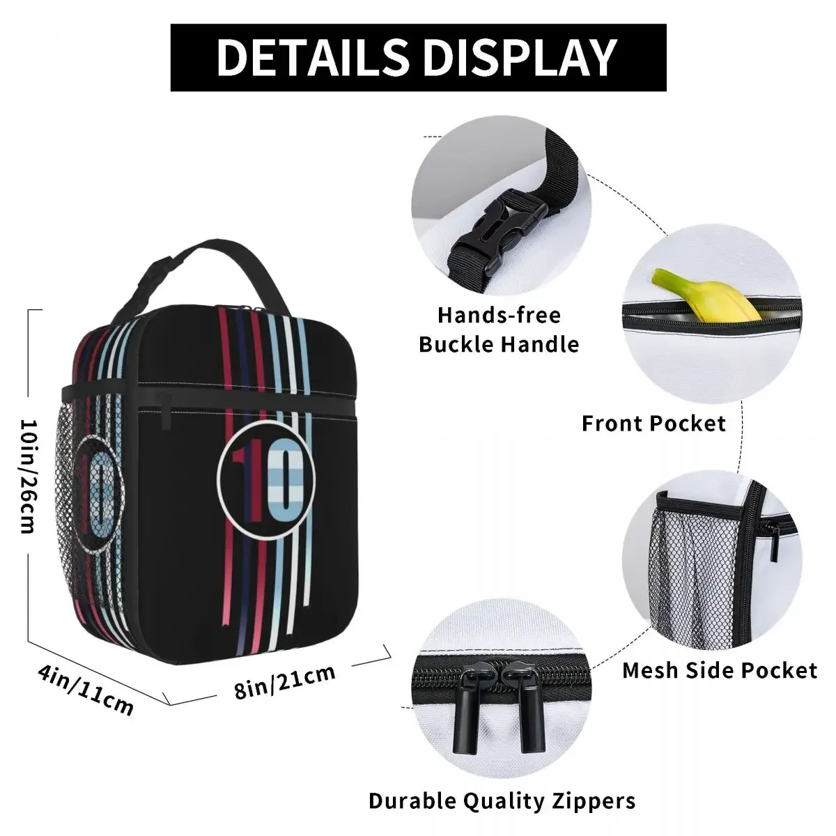 Messis 10 Football Soccer Product Insulated Lunch Bag For School Food Storage Bag Portable Cooler Thermal Lunch Box