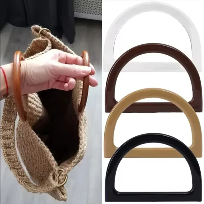 2/10pcs Wooden Bag Handle Decor D-Shape Round Wood Strap Solid Hand Bag Replacement Accessories DIY Women's Clutch Bags Handle