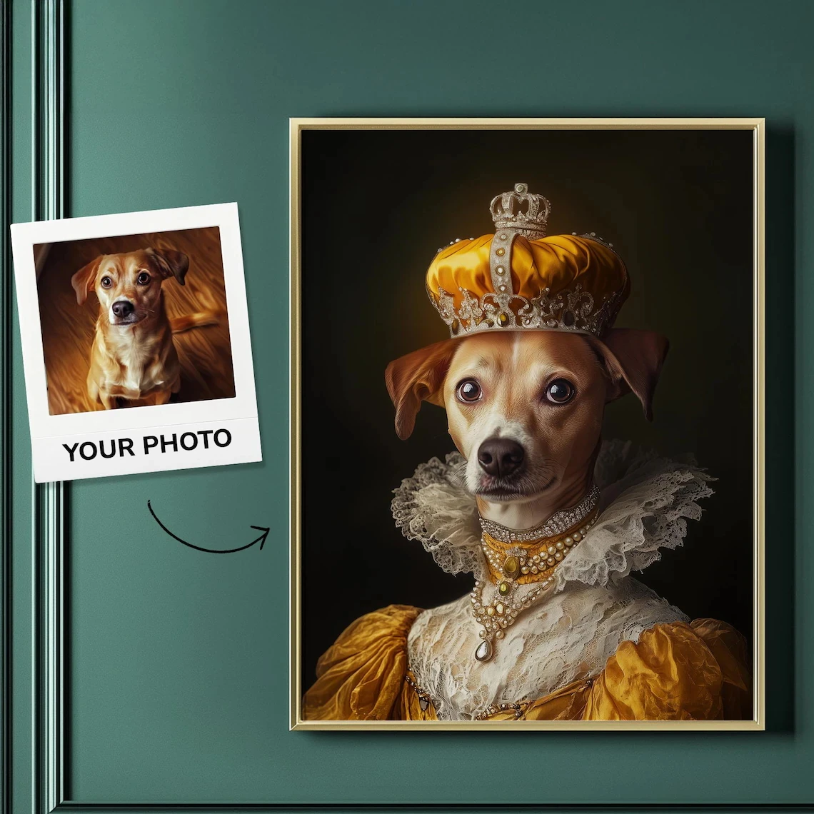 Personalisierte Haustierporträt-Poster und -Drucke, lustige Hunde-/Katzenporträts, individuelle Geschenke für Tierbesitzer, königliche Haustierporträts
