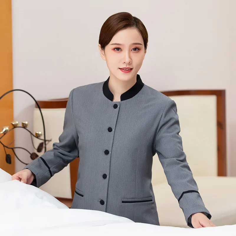

Hotel Housekeeping StaffPACleaning Work Uniform Autumn Winter Cotton Coat Property Housekeeping Sanitation Long Sleeve Uniform S