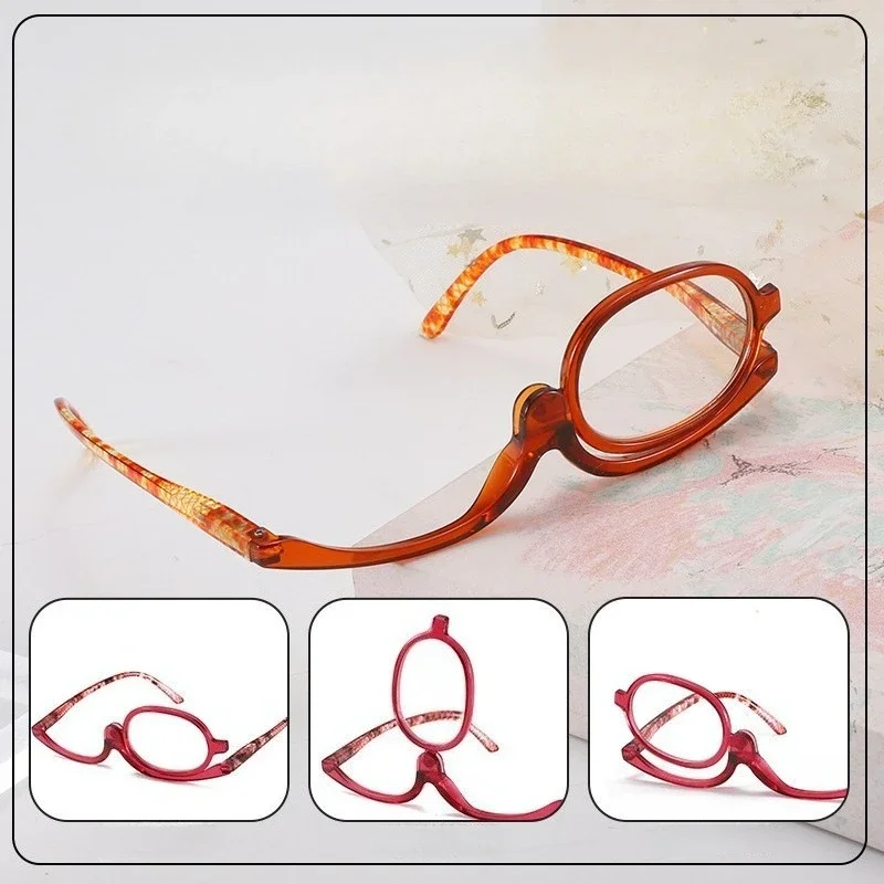 Presbyopie-Schminkspiegel kann links und rechts gedreht werden, einteilige Brille, modische Presbyopie-Brille für Männer und Frauen