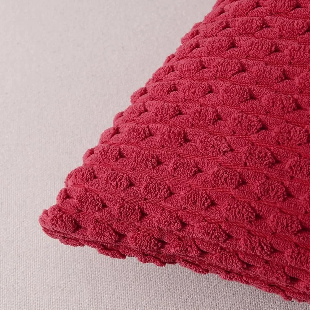 Christmas Red Corduroy Soft Soild Cushion Cover Decorative Square Throw Pillow Covers Cushion Case Pillowcases for Home Sofa Bed