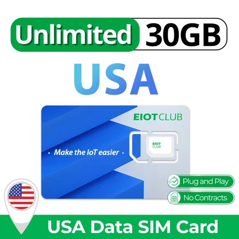 USA Unlimited Data SIM Card, 30GB High-Speed Data, Data-only SIM Work with Routers, WiFi Hotspot Laptops, Tablets, Phones