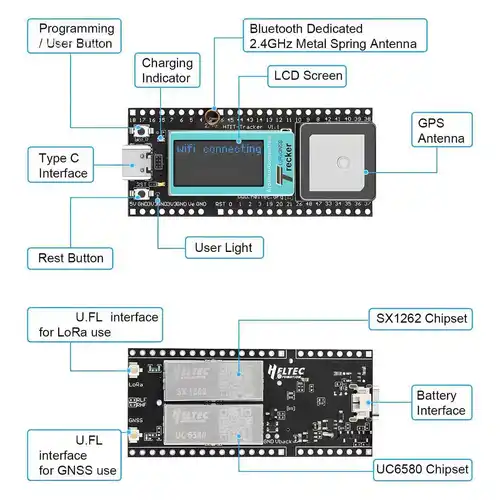 Imagen 2 del producto Rastreador inalámbrico Heltec LoRa GPS con Bluetooth, diseño de baja potencia para seguimiento de activos y monitoreo de IoT