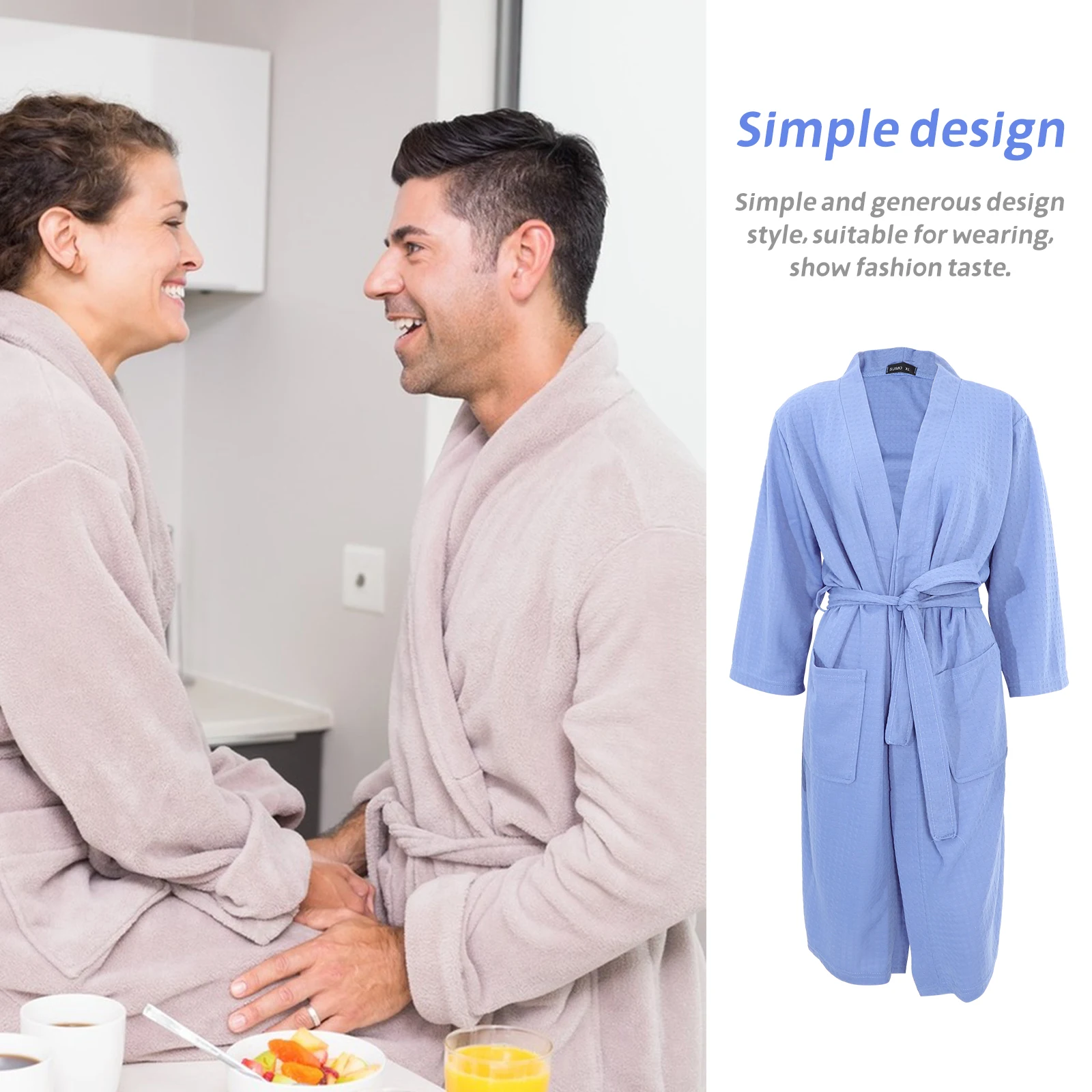 

Waffle Bathrobes Lightweight Quick Dry Foldable Travel Bath Robe for Women Men Home Hotel Spa Use XXXL Size Sleeve