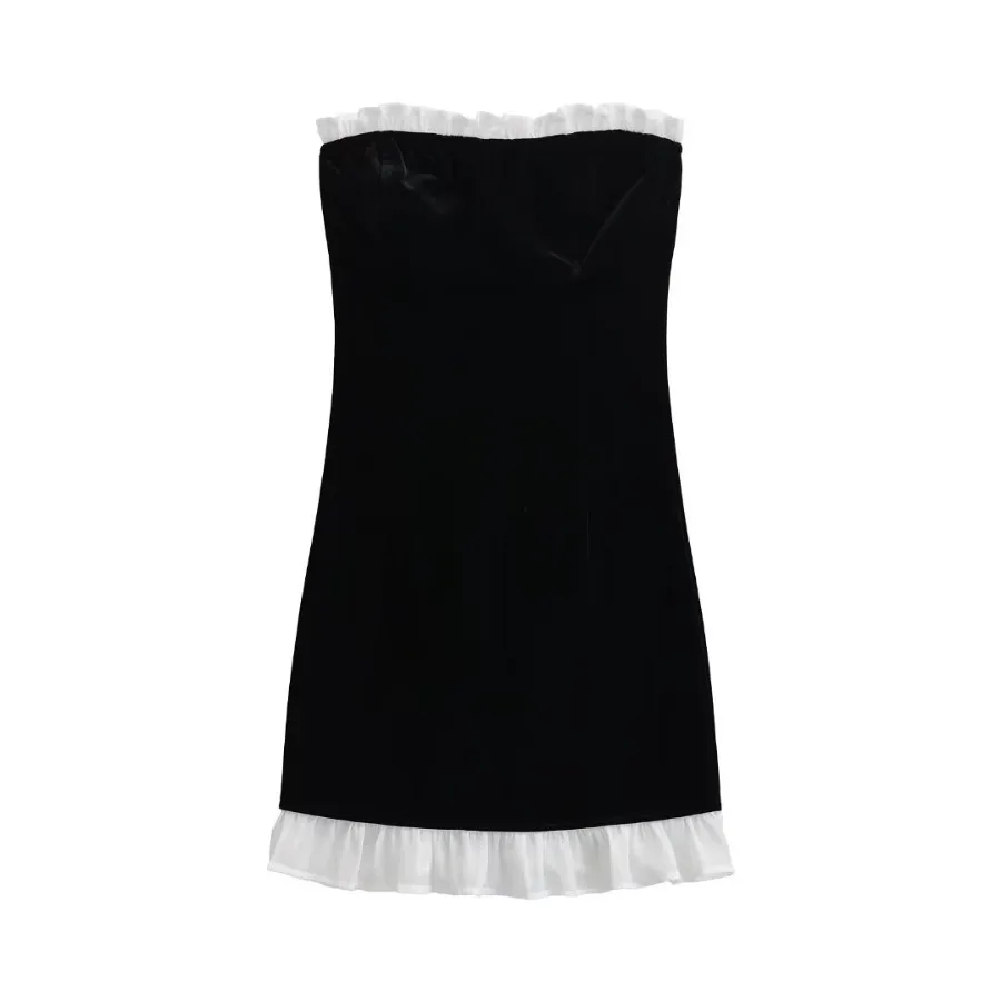 Vestido curto sem alças sexy para mulheres, pescoço de barra, mini vestidos Silm Fit Tube, vestido de festa sem encosto, camisa da moda, roupas Y2K, verão