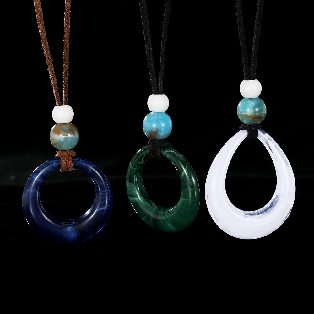 10Styles Classic Hollow Out Water Drop Circle Beads Design Sweater Chain Women Girls 80cm Leather Necklace