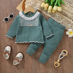 Newborn Baby Girl Winter Clothes Sets Autumn Casual Full Sleeve Sweaters Jumpers+Pants Infant Knitted Outfits Suit 0-19M Costume