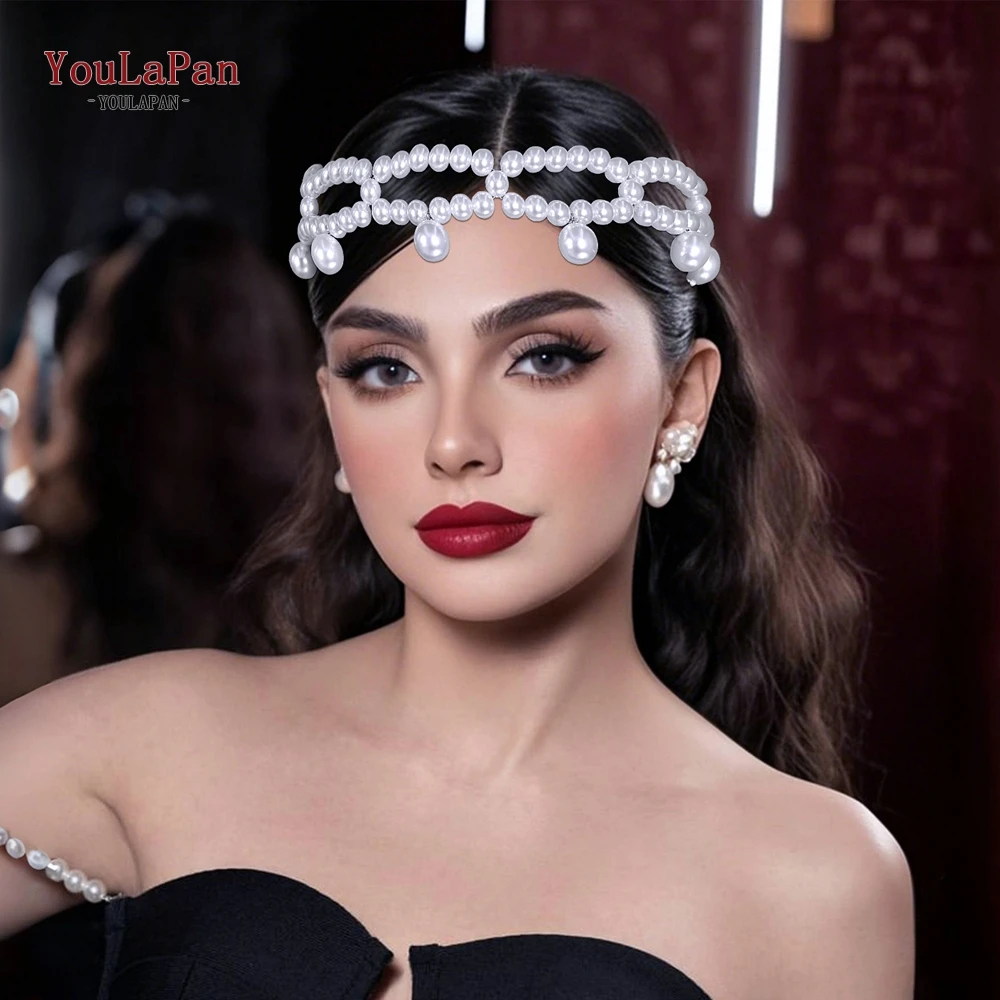 

YouLaPan Bridal Headpiece Pearl Bride Hair Accessories Fashion Headband Wedding Hair Band Banquet Party Hairwear Jewelry HP885