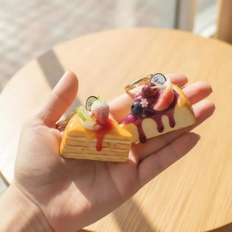 Kawaii Cake Bag Pendant 1Pcs Strawberry Tower Flower Design Purse Charm for Handbag Travel Decor Accessory