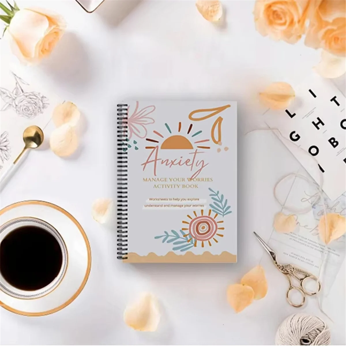 مصنف إدارة القلق ABJZ للبالغين، مجلة الاسترخاء الحلزونية، اليقظة الذهنية وتقليل القلق، وتخفيف القلق