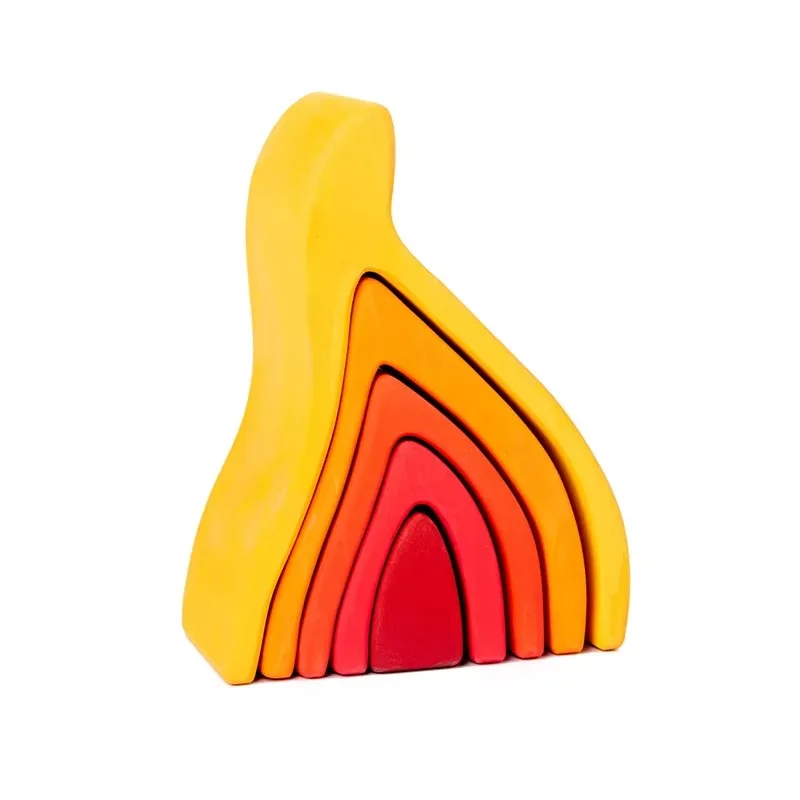 Quattro elementi Foresta Piccola casa sull'albero Corallo Puzzle in legno Ins Blocchi impilabili Giocattoli da costruzione per giochi di finzione per bambini