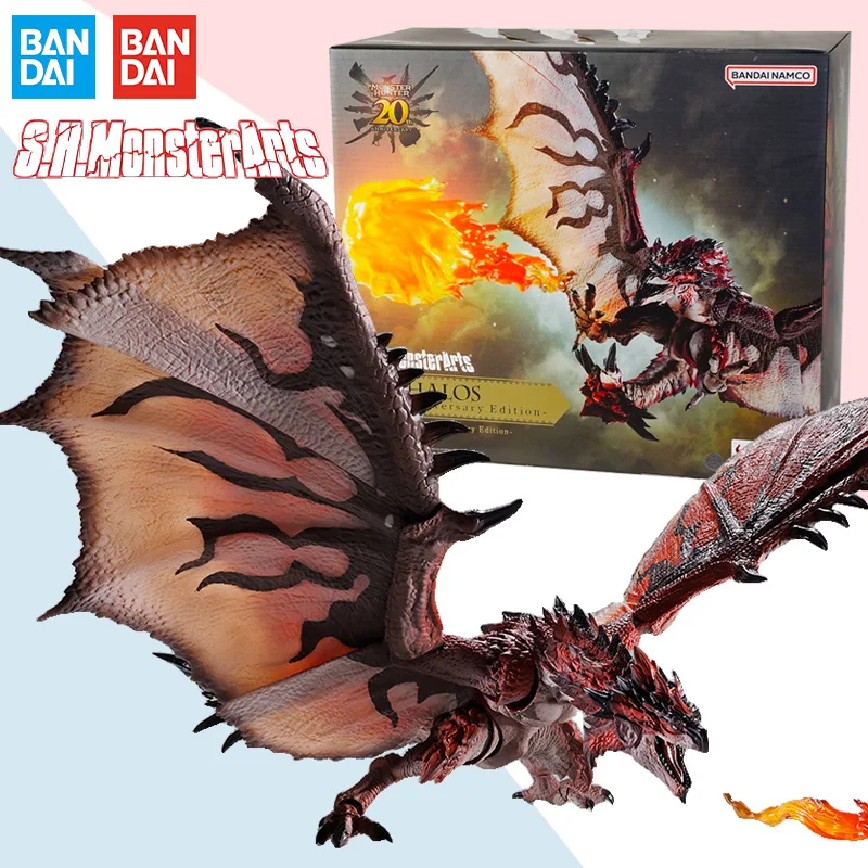 Bandai Monster Hunter S.H.MonsterArts SHM Male Fire Dragon 20th Anniversary Edition Anime Action Figure Finished Model Toy Gifts