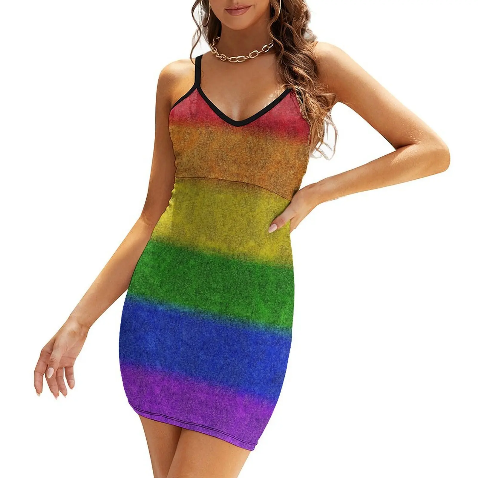 

Rainbow Glitter Gradient Sling Dress Woman dresses women's clothing summer 2025 novelties summer women's suit