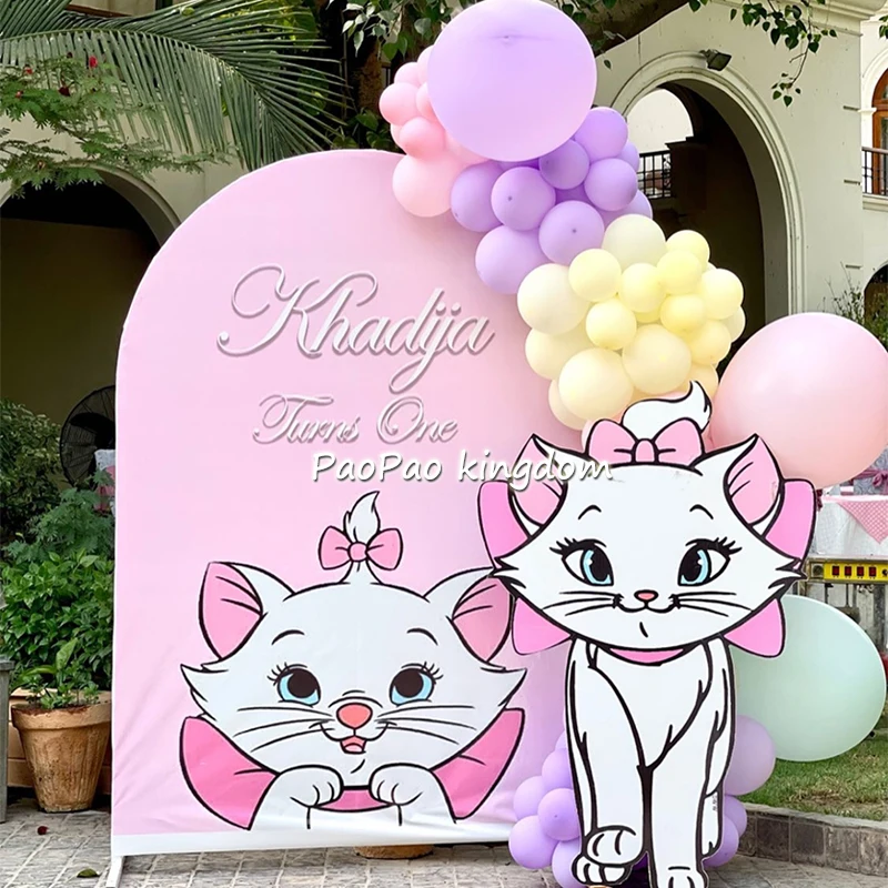 Guirnalda de Globos con Temática de la Gatita Marie Rosa, Arco de Globos para Fiestas de Cumpleaños Infantiles, Decoración para Baby Shower, Juguetes y Regalos para Fiestas