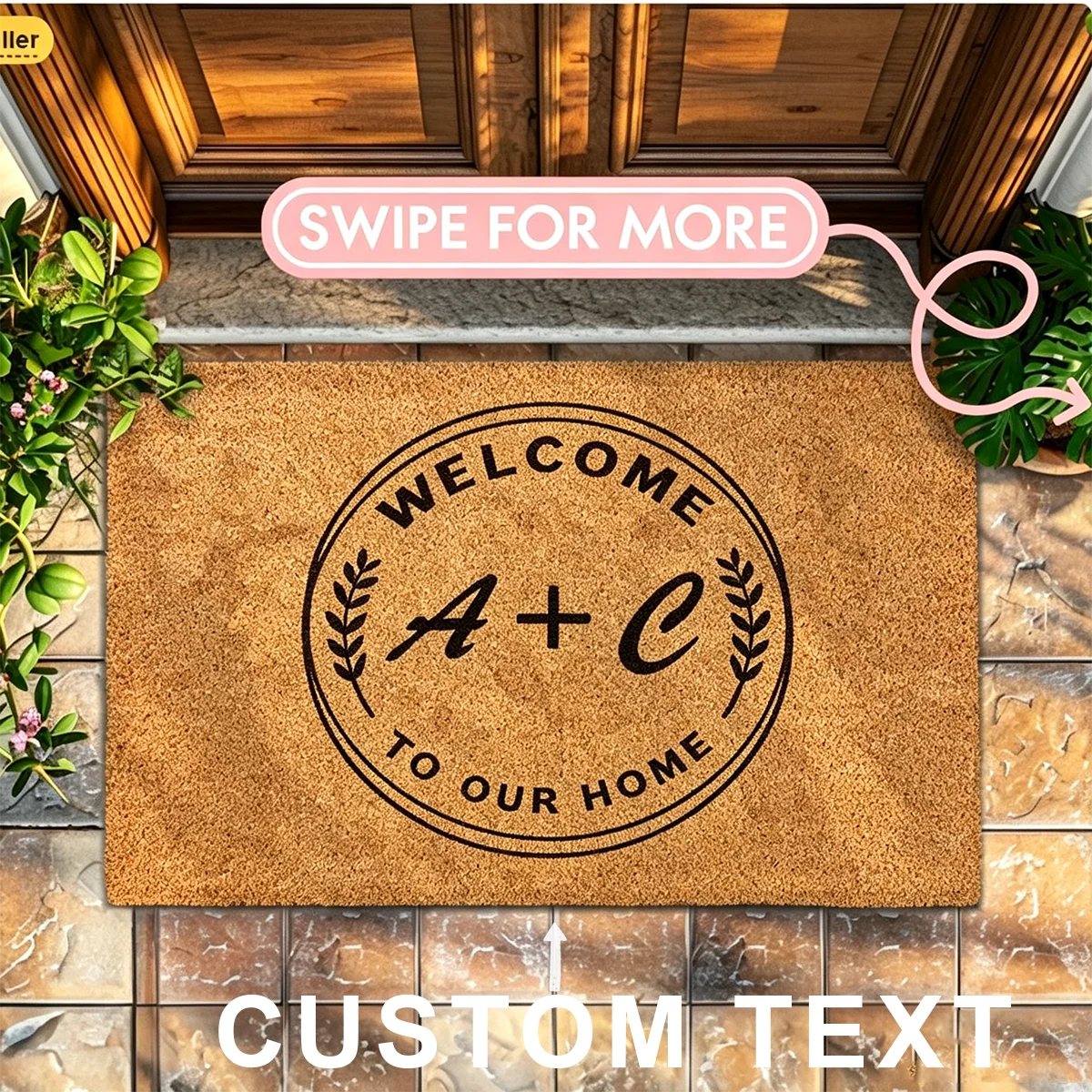 Customized Multi-Purpose Personalized Door Mats with Exclusive Family Names and Images for Kitchen  Dining Bedroom Living Room