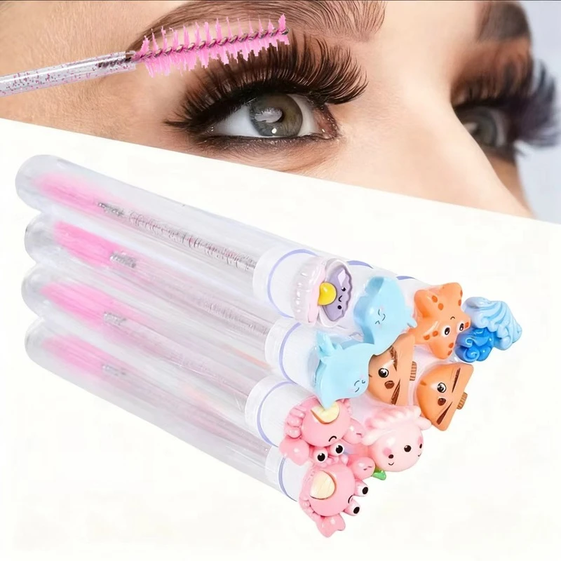 10 Pieces /Random Style Eyelashes Brush Container Mascara Brush Wand Case Lash Spoolies Tube Spoolie Holder Makeup Brush