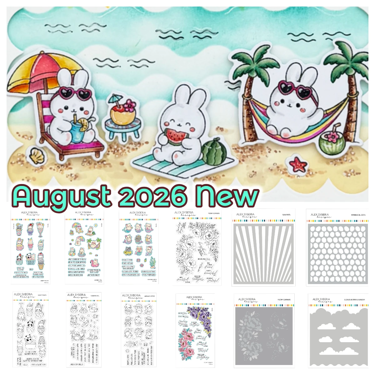Alex Syberia August 2026 Neue Sommer-Chill-Meerjungfrauen-Kätzchen Metallstanzformen Stempel Schablonen DIY Scrapbook Grußkarten Handgemachte Karten