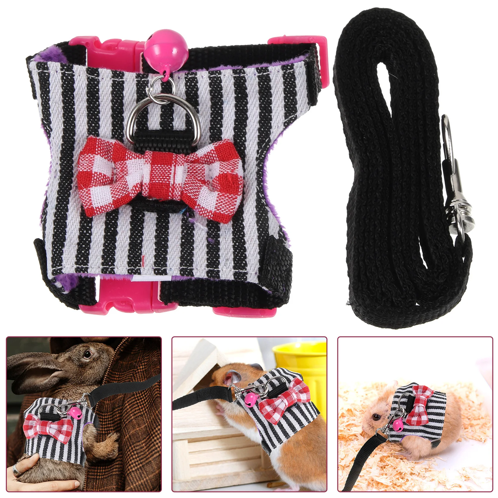مجموعة حزام ومقود للحيوانات الأليفة الصغيرة من قماش الدنيم، ملابس أرنب مريحة وأنيقة قابلة للتنفس للصور والحفلات والنزهات