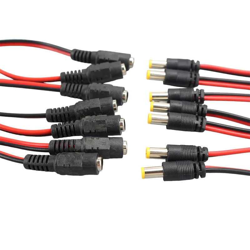 New 5pcs 5.5x2.1mm 20CM Male Female Plug 12V DC Power Pigtail Cable Jack for CCTV Camera Connector Tail Extension 24V DC Wire