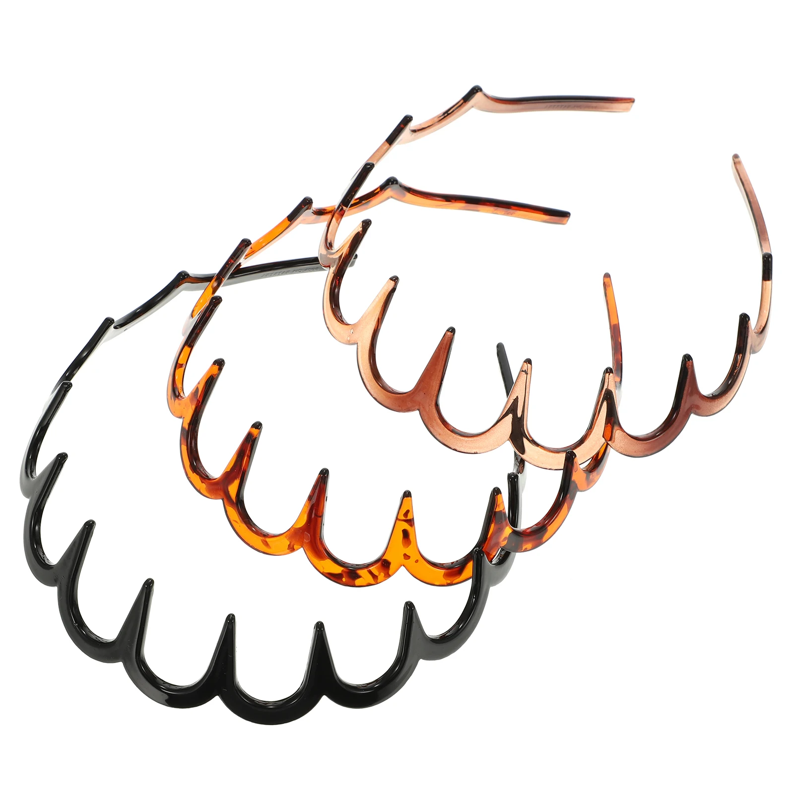 

3Pcs Elastic Plastic Toothed Hairband Flexible Headband Sports Hair Comb Durable for Men Women Toothed Hairband