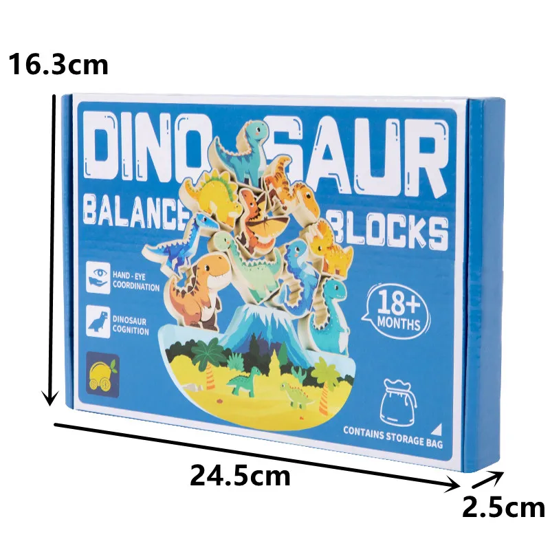 Blocchi di equilibrio in legno Giocattoli per bambini Costruzione di dinosauri animali impilabili Giochi da tavolo alti Giocattolo Montessori in legno Ragazzi Regalo per bambini