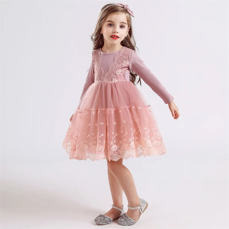 Baby Princess Unicorn Dress Cute Little Girls Spring Long Sleeves Clothes Kids Lace Unicorn Dresses fantasia unicornio menina