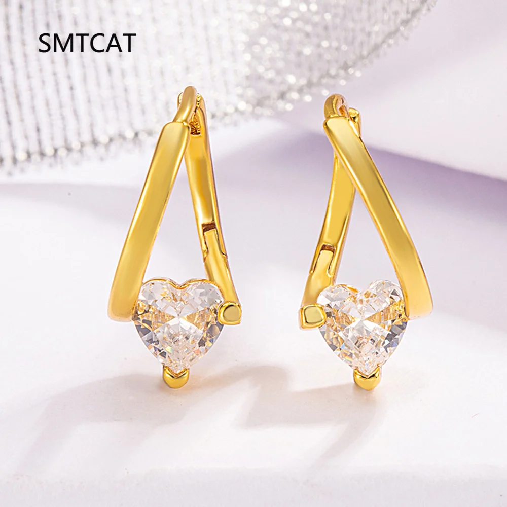 1 Carat Simulated Moissanite Heart Hoop Earrings For Women 925 Sterling Silver Ear Buckle Diamond Wedding Fine Jewelry Gift