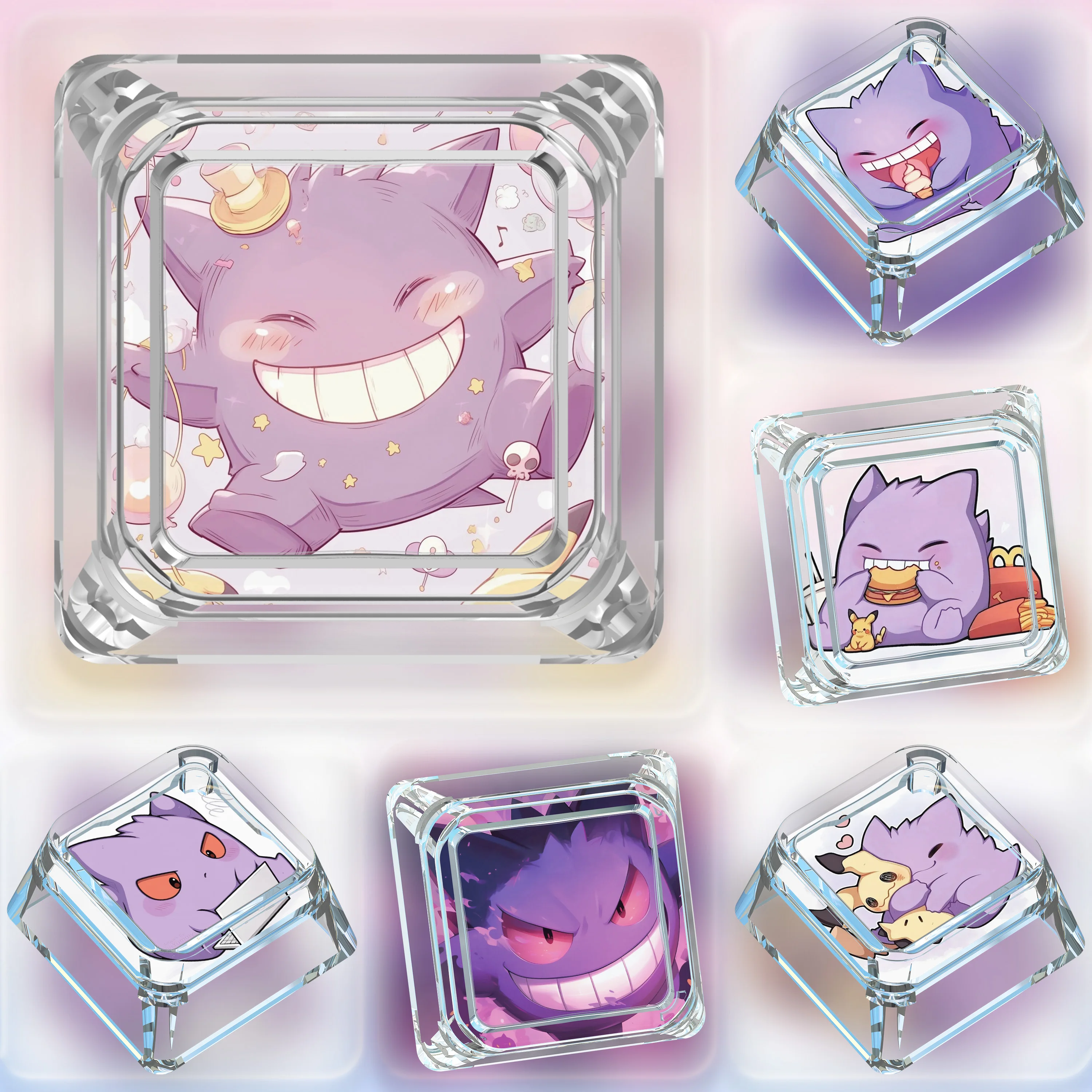 

22 Models Diy Ptcg Gengar Q Version Mechanical Keyboard Keycap Gengar Transparent Light-Transmitting Mechanical Keycaps Gift Toy