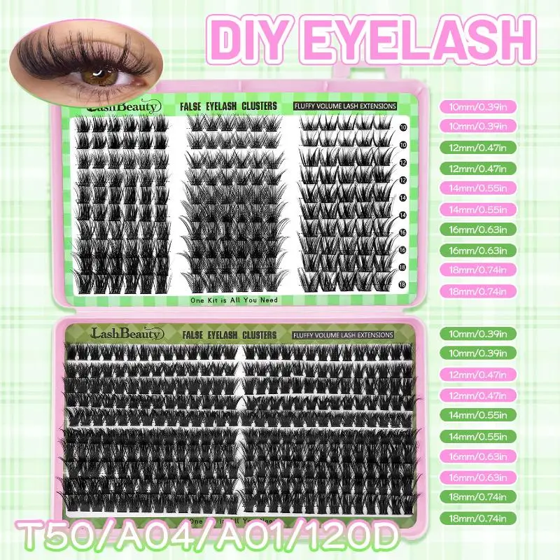 Kit d'extension de cils DIY, cils naturels effet wispy, design en grappe, avec colle et fixateur pour extensions de cils
