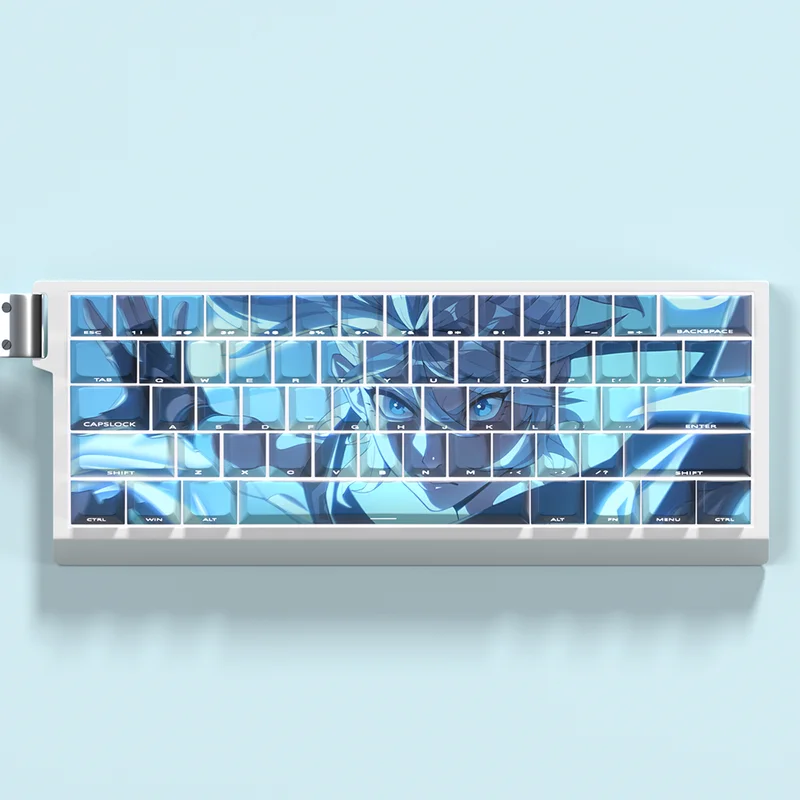 Set Keycap Anime untuk Keyboard Mekanik Tema Valorant Jett Profil Cherry PBT Ukiran Samping Kustom Transparan PC Gaming Hadiah