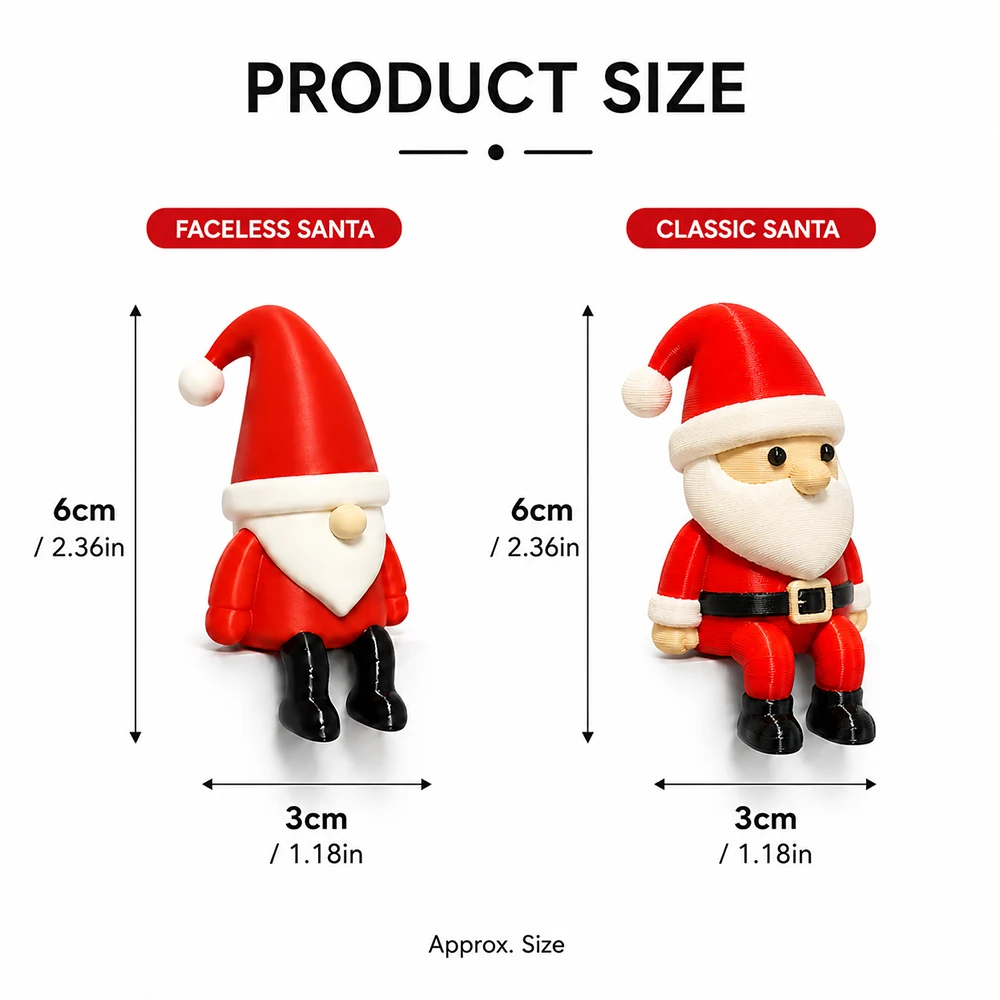  2 Stück Weihnachts-Weihnachtsmann-Figuren, Niedliche Sitzende Weihnachtsdekorationen für Regal, Kaminsims, Tisch, Schreibtisch, Zuhause, Büro, Feiertagsdekoration – Detail 5