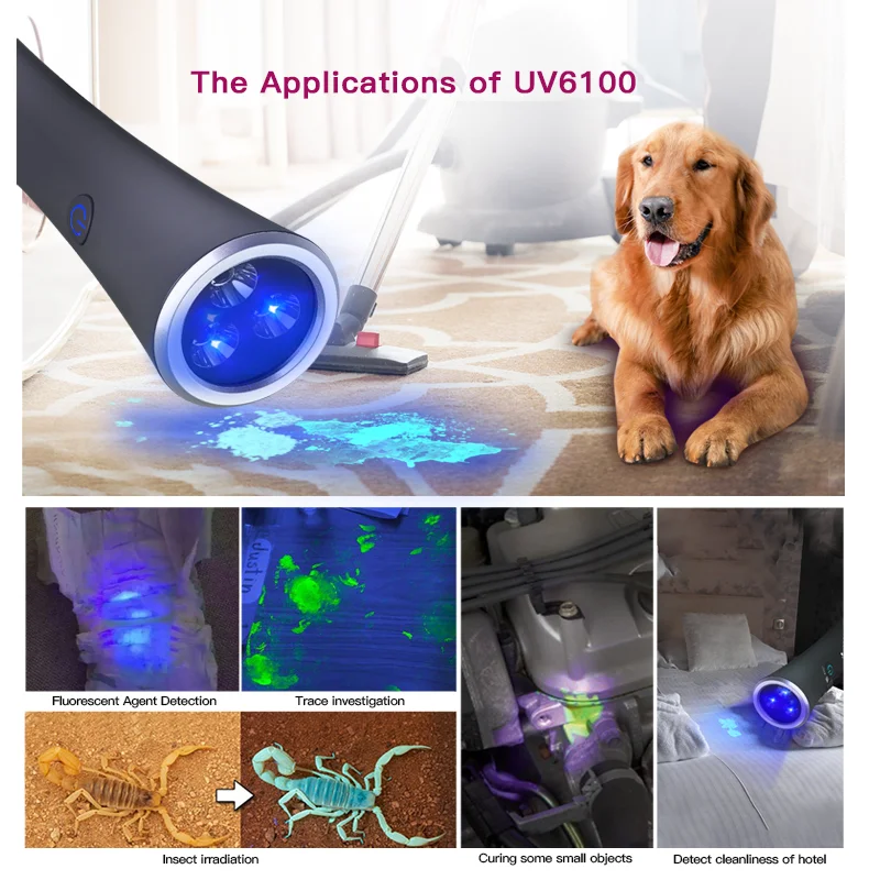 Tank007 UV 365 Blacklight Home Hygiene Inspection Oil Stains Pet Urine Stains Fluorescent Detection Flashlight