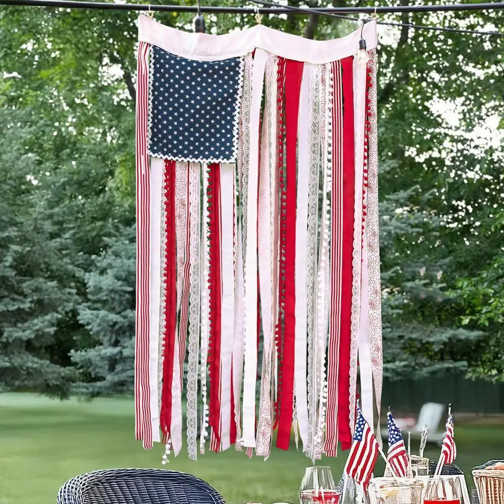Cinta Bandera americana Bandera estándar de Estados Unidos Estrellas y rayas Banderas americanas Banner resistente a la decoloración UV Decoración única para jardín