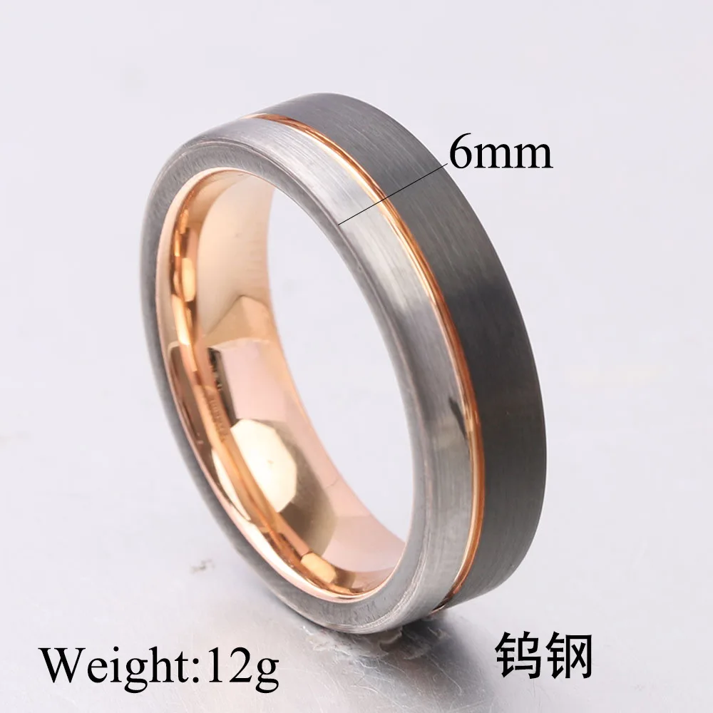 Mode 6/8mm Schwarz Tricolor Wolfram Stahl Ring für Männer Frauen Hartmetall Verlobungsringe Hochzeit Bands Schmuck Zubehör – Detail 2